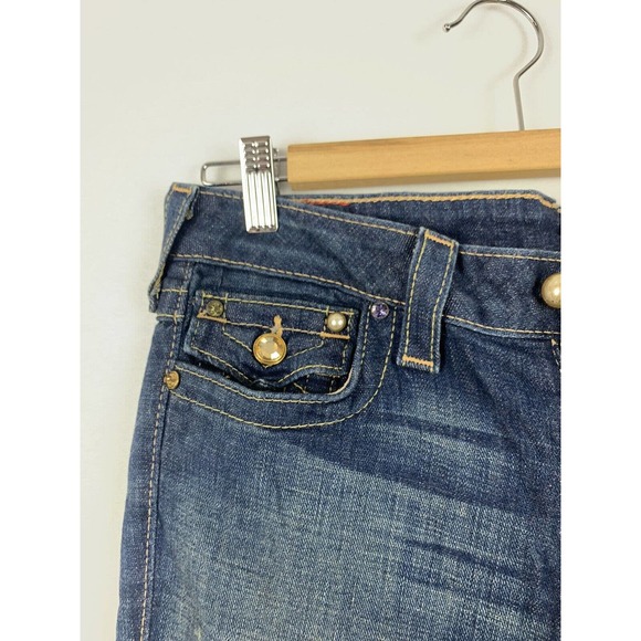 TRUE RELIGION Jeans STRETCH STRAIGHT W/ PAVE CRYSTAL on Front & back SIZE 28 - Picture 2 of 10